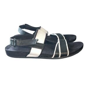 Toms White & black Sandals, open toe, ankle strap, women’s size 9